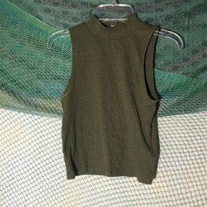 Green high neck crop top